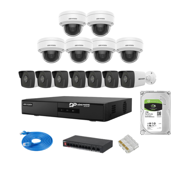 Trọn bộ 13 camera IP Hikvision 2MP
