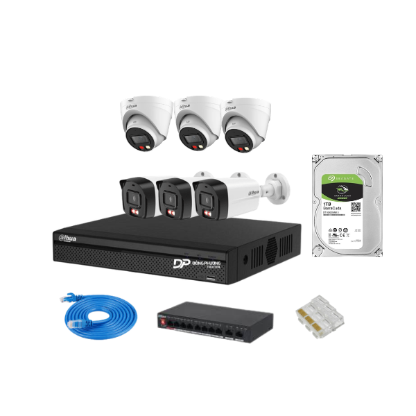 Trọn bộ 6 camera IP Dahua 2MP