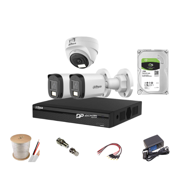 Trọn bộ 3 camera Dahua 2MP