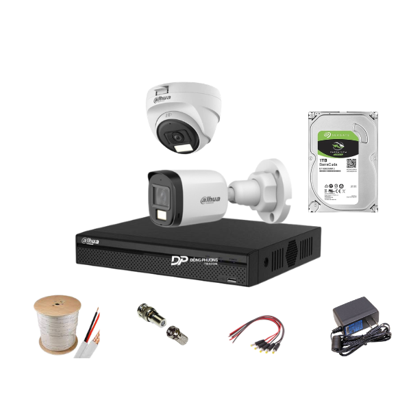 Trọn bộ 2 camera Dahua 2MP